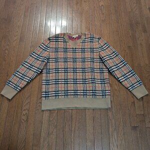 Burberry Nova Check 100% Cashmere Wool Sweater - Size XL